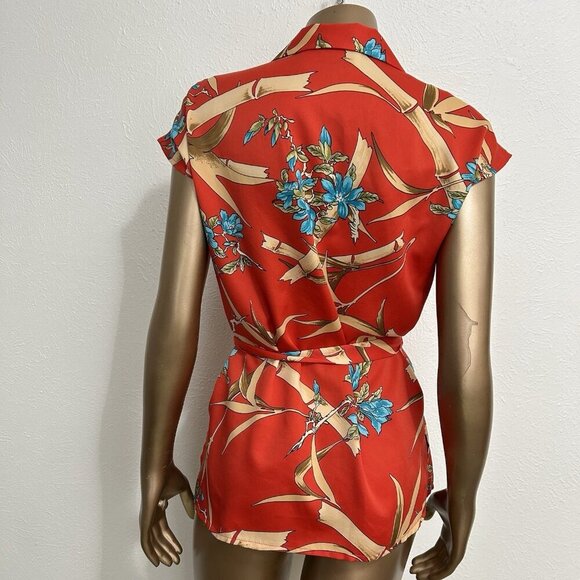 VTG 70s Nani Of Hawaii Sleeveless Belted Top Blouse Button Up Size M - Picture 6 of 11